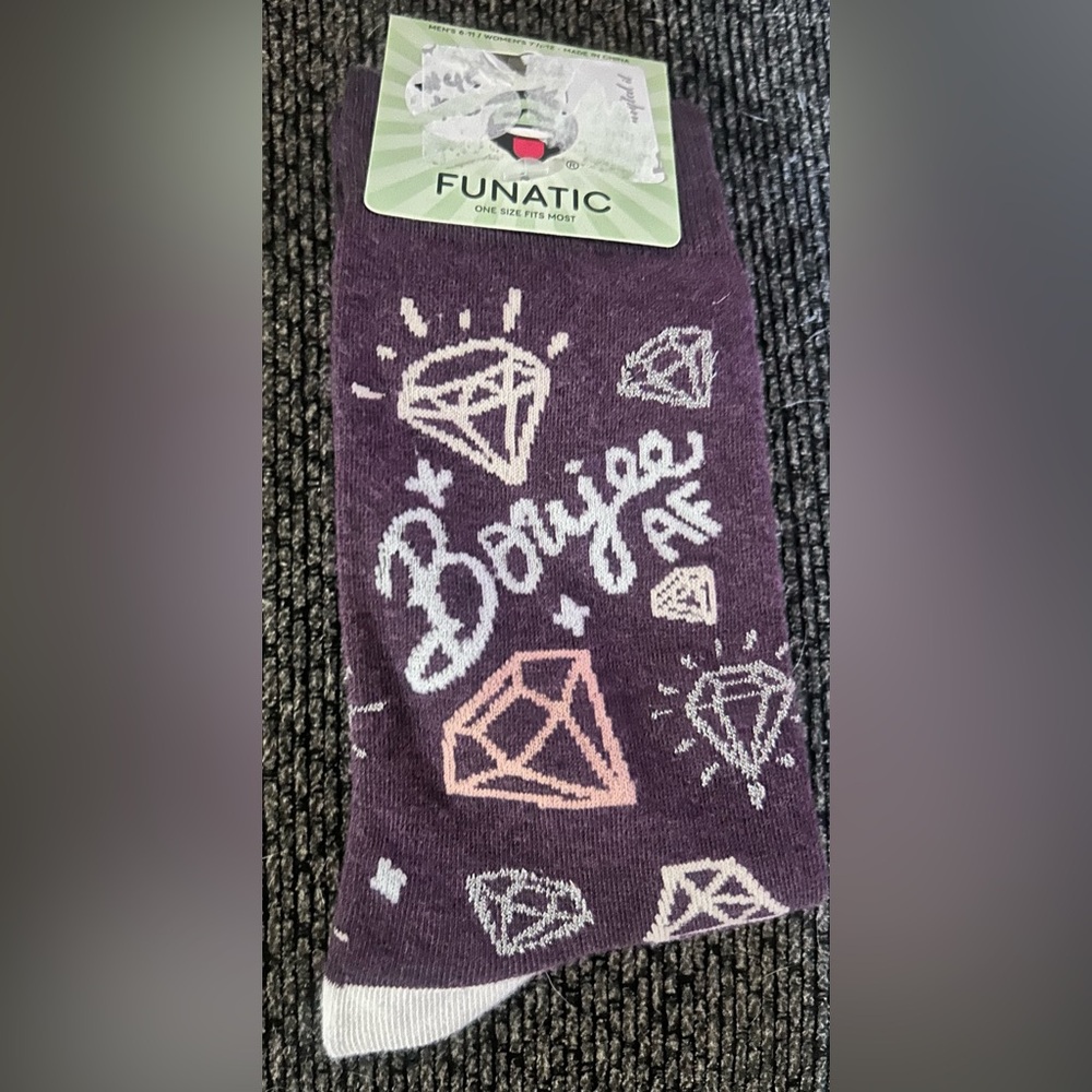 Purple Graphic Socks with Boujee Diamond Design